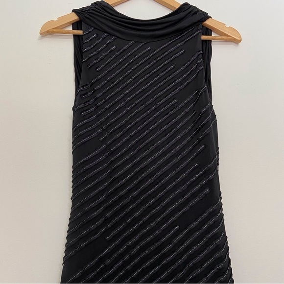 Marciano BLACK 100% silk mini dress open back silver metallic sewing size Small - Picture 7 of 15